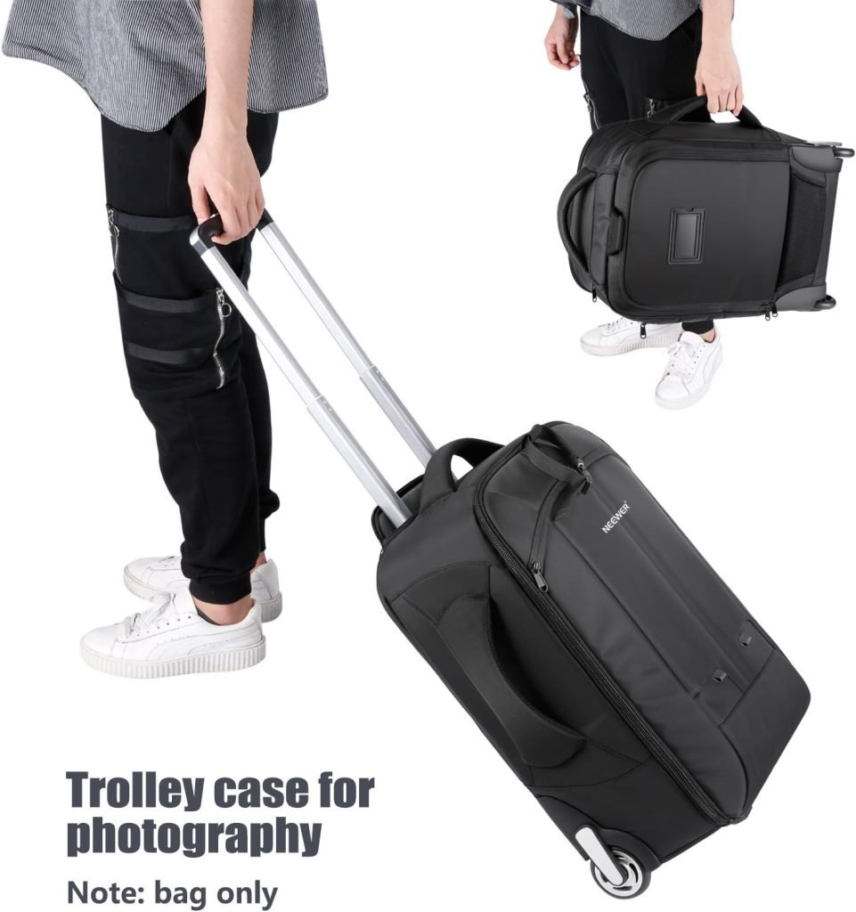 Neewer 2-in-1 Sliding Camera Backpack Suitcase Style Convertible with Double Handle, Shockproof with Removable Padded Compartments for SLR/DSLR Cameras Tripod Lenses (Black/Red)