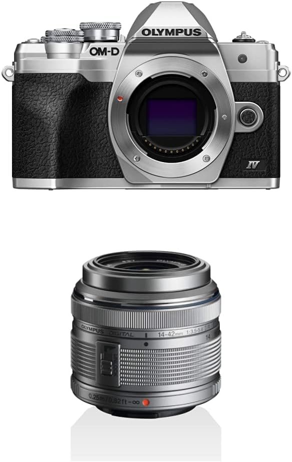 Olympus OM-D E-M10 Mark IV Micro Four Thirds System Camera, 20 MP sensor, 5-axis image stabilizer + Olympus M.Zuiko Digital 14-42 mm F3.5-5.6 II R Lens, Standard Zoom, Suitable for All MFT Cameras