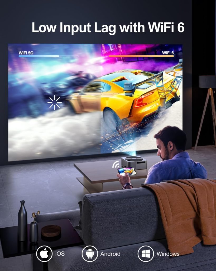 ULTIMEA Projector 4K Decoding HDR10, Bright Corners 700 ANSI Lumens, Obstacle Avoidance, Auto Focus, 6D Keystone and Intuitive OS, Native 1080P Outdoor Projector for iOS Android Phone, Apollo P40