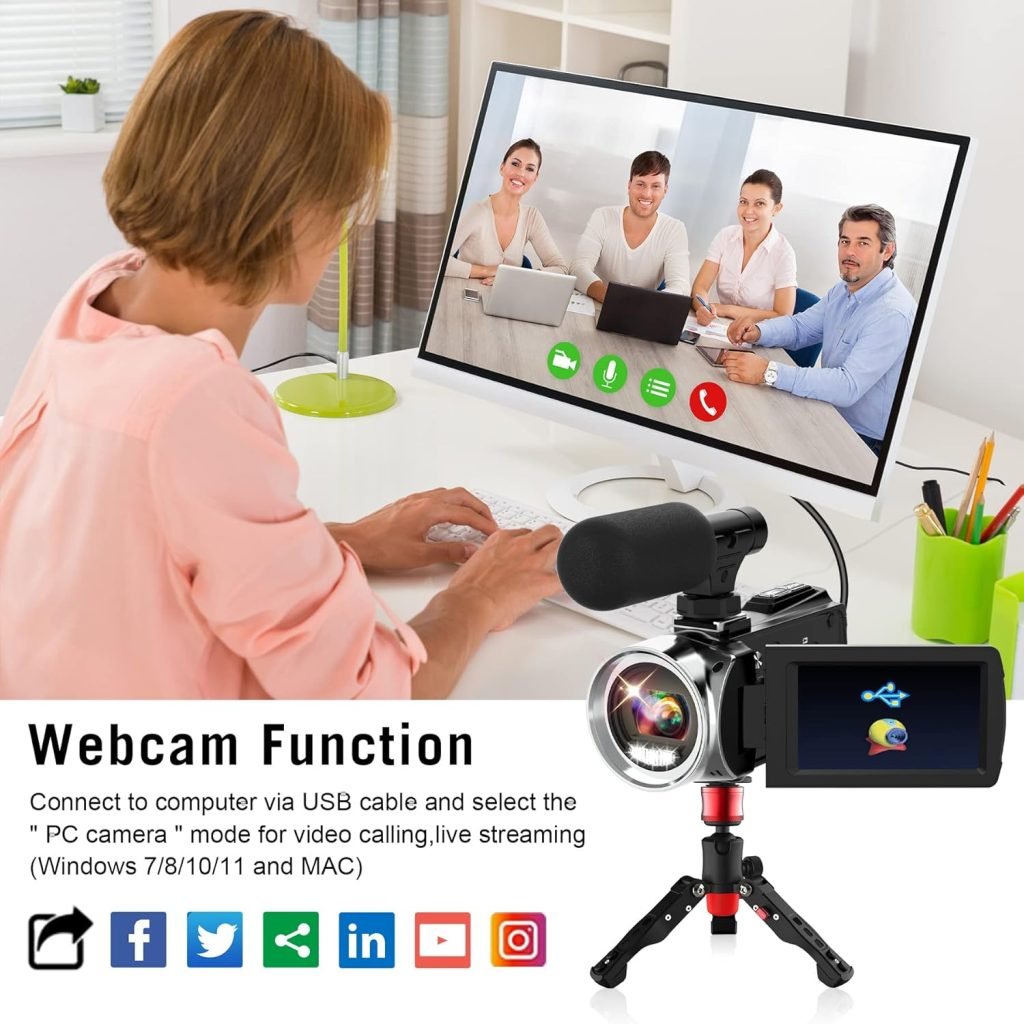 Windancy Video Camera Camcorder Ultra HD 1080P Vlogging Camera for YouTube,18X Digital Zoom 3 IPS 270°Rotatable Screen Camera Recorder with Microphone