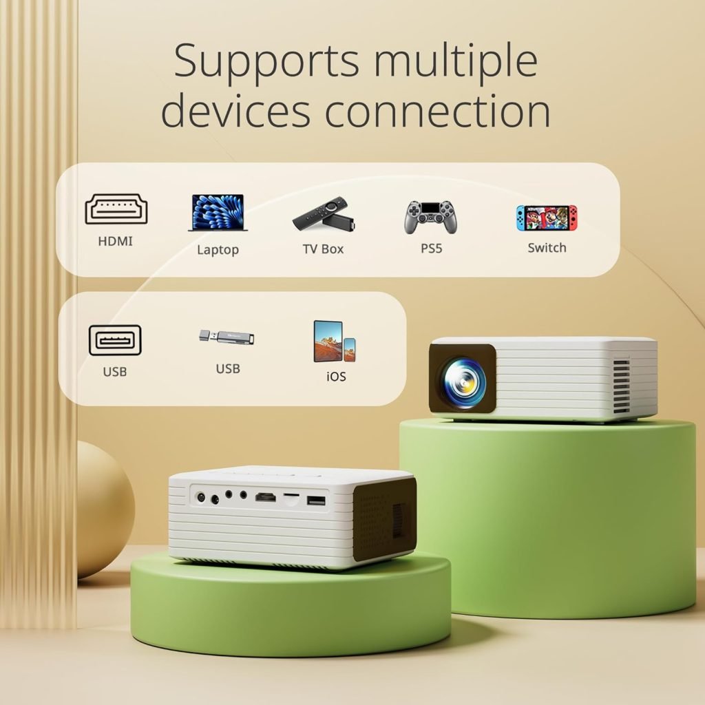 YOTON Y3 Mini Projector, Portable Phone Projector 1080P Full HD Support, Home Theater Movie Projector, Small Video Projector Compatible with HDMI,Smartphone,Tablet,PC,TV Stick,AV,USB
