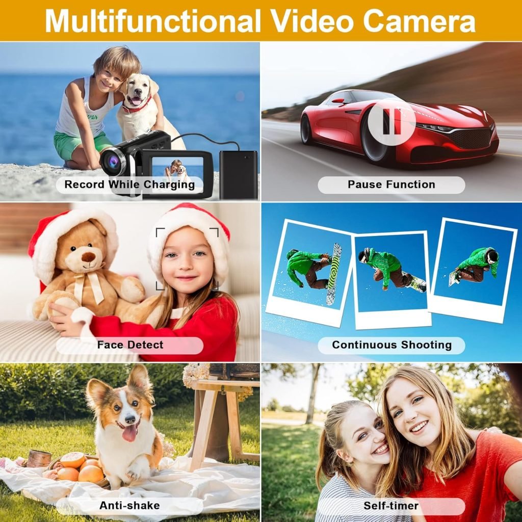2.7K Digital Video Camera Camcorder for Kids/Students/Beginners, 2.7K 2688x1520 20fps/ Full HD 1080P 30fps Video / 36MP Photo, Didital Camcorder for Birthday/X-mas Gift