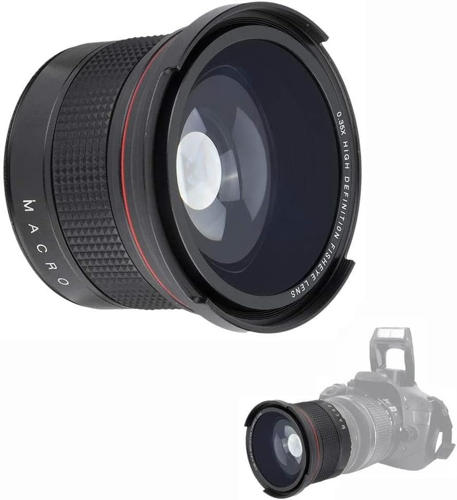 BigKing Fisheye Lens, 58mm 0.35X Wide Angle Fisheye Super Lens for SLR DSLR Camera, Black