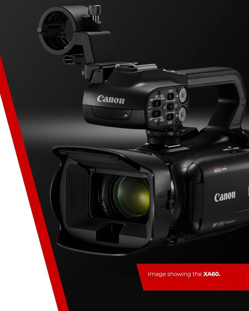 Canon XA60 - Professional 4K Video Camcorder with advanced Auto Focus, 20x Optical Zoom, 5-Axis Stabilisation, HDMI Out  HD Live Streaming over USB-C