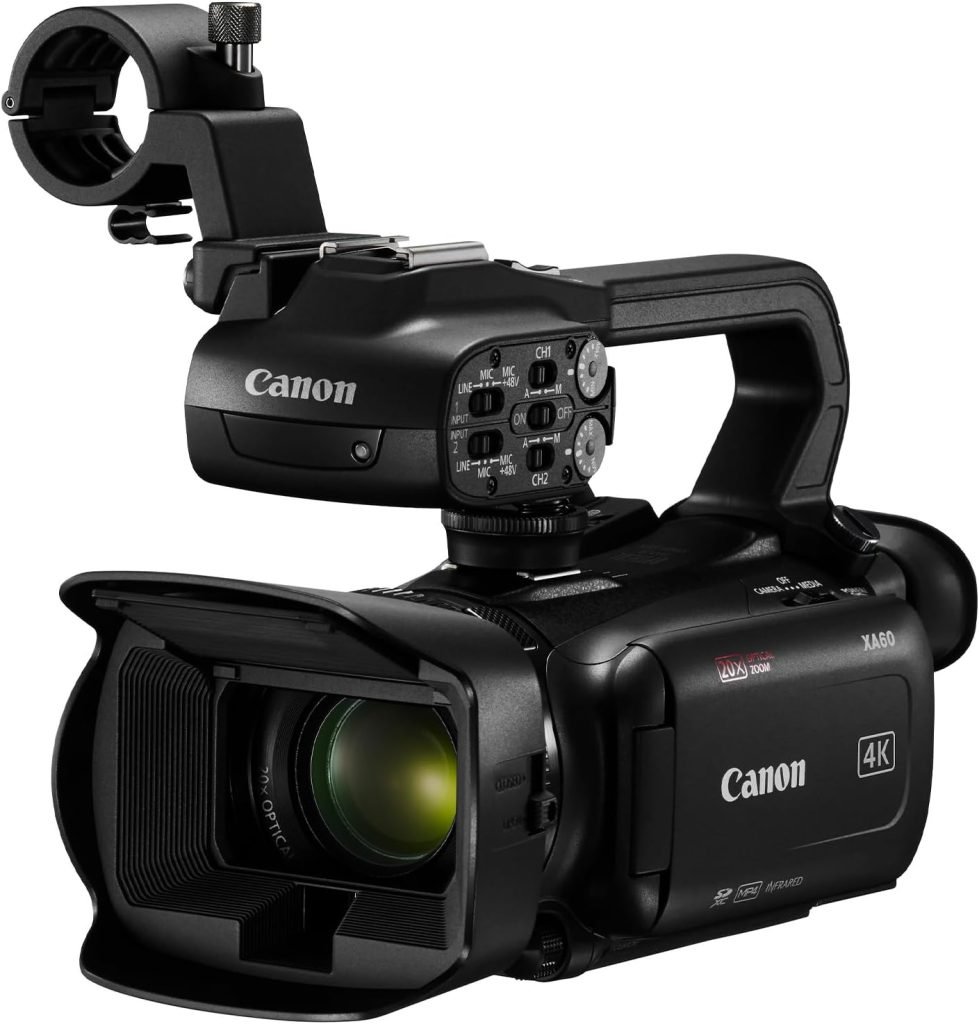Canon XA60 - Professional 4K Video Camcorder with advanced Auto Focus, 20x Optical Zoom, 5-Axis Stabilisation, HDMI Out  HD Live Streaming over USB-C