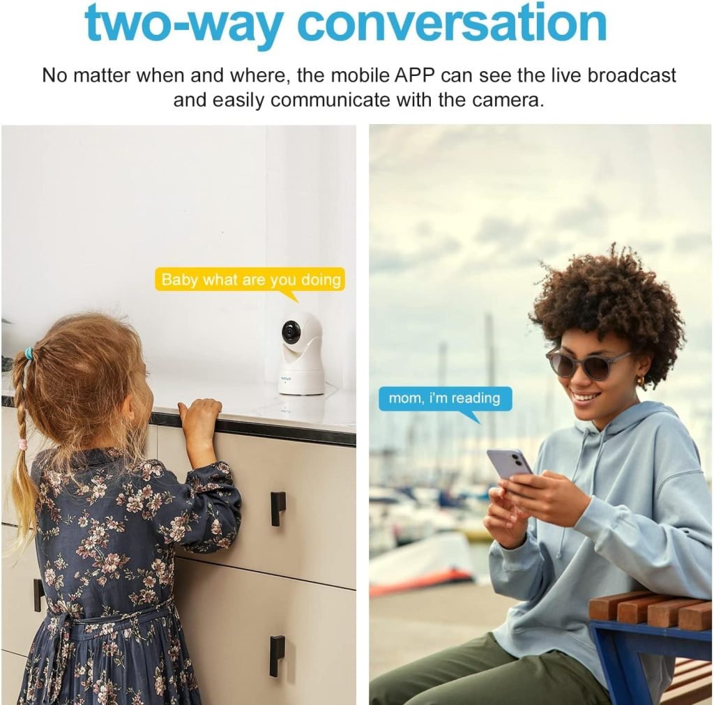owltron Indoor Security Camera, Baby Monitor Camera - 360° Pan/Tilt Motion Tracking, Intelligent Detection via APP, Night Vision, 2-Way Audio, for Home/Pet with Alexa Compatibility, White