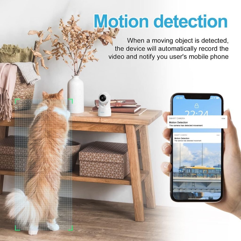 owltron Indoor Security Camera, Baby Monitor Camera - 360° Pan/Tilt Motion Tracking, Intelligent Detection via APP, Night Vision, 2-Way Audio, for Home/Pet with Alexa Compatibility, White