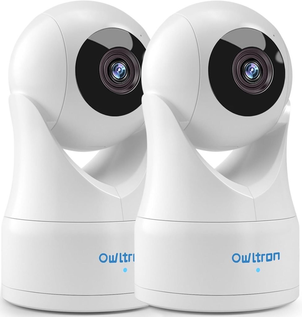owltron Indoor Security Camera, Baby Monitor Camera - 360° Pan/Tilt Motion Tracking, Intelligent Detection via APP, Night Vision, 2-Way Audio, for Home/Pet with Alexa Compatibility, White