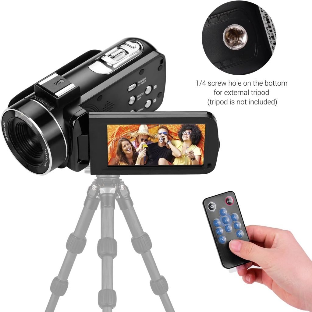 Andoer Digital Camcorder, 4K Ultra HD Handheld DV with 0.45X Wide Angle Lens with Hot Shoe Stereo Microphone 3.0 Inch IPS Monitor Burst Anti-Vibration