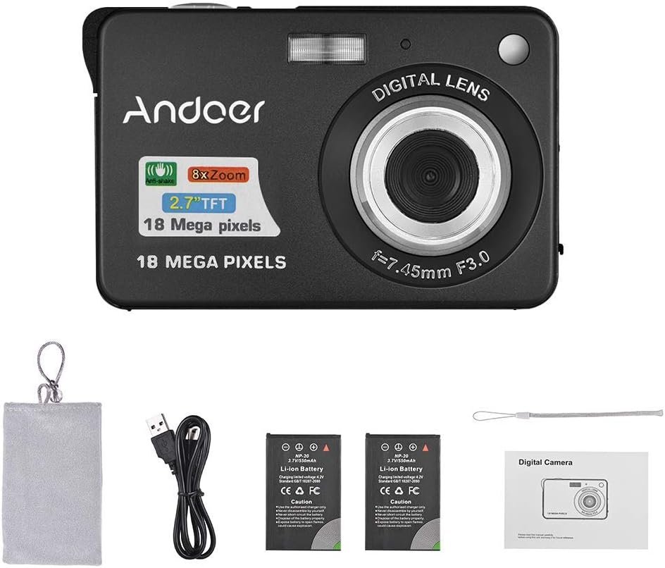 Andoer Digital Camera Pink Digital Camera With 2Pcs Rechargeable Batterie 32Gb Memory Card 1080P 44M Hd 16X Digital Zoom Anti-Shake Auto Focus 2.5 Ips Screen Smile Lcd Screen For Kids Children Holiday