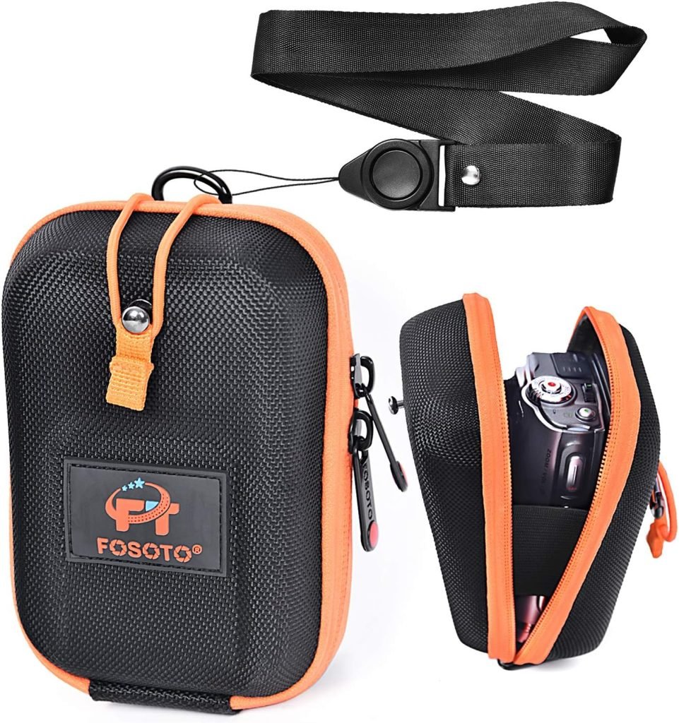 FOSOTO Black Hard EVA Camera Case Compatible for Canon PowerShot SX730 SX620 G7 X Mark2 G9 X mark2, Panasonic LUMIX TZ90 TZ70 TZ80 with Neck Strap Camera Case for All-in-One Digital Cameras (Black)