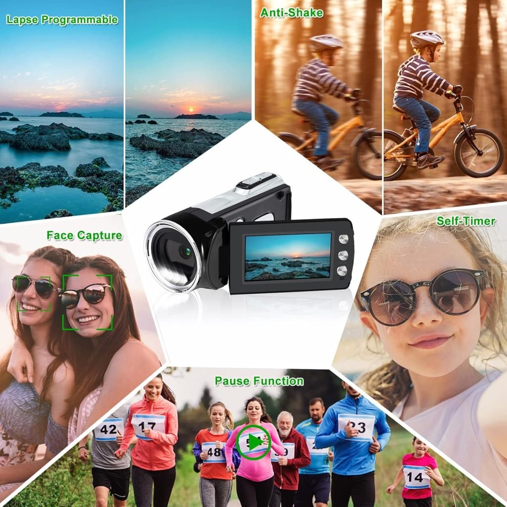 lovpo Digital Camera Camcorder FHD 2.7K 30FPS 24MP Video Camera Recorder 2.8 270° Rotation Screen YouTube Vlogging Camera for Kids Teens Beginners Gift