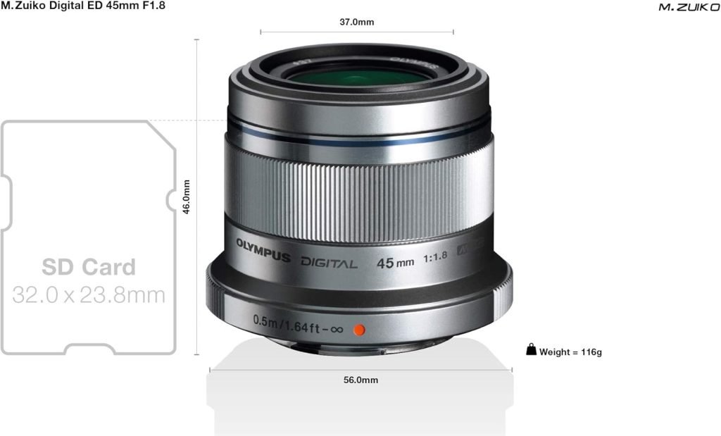 Olympus M.Zuiko Digital 45 mm F1.8 Lens, Fast Fixed Focal Length, Suitable for All MFT Cameras (Olympus OM-D  PEN Models, Panasonic G-Series), Black