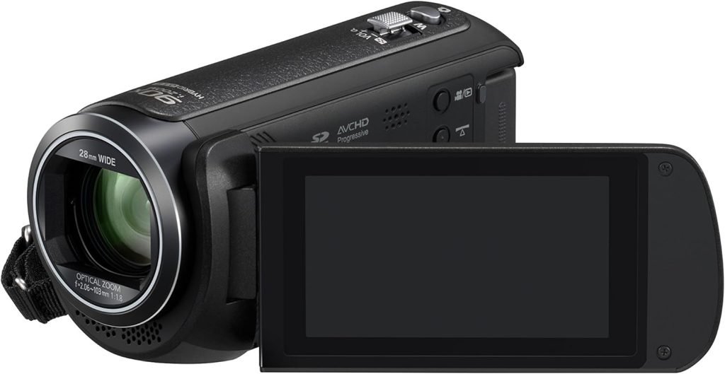Panasonic HC-V380EG-K Full HD Camcorder (Full HD, 50x Optical Zoom, 28 mm Wide Angle, Optical 5-Axis Image Stabiliser Hybrid OIS+ WiFi) Black