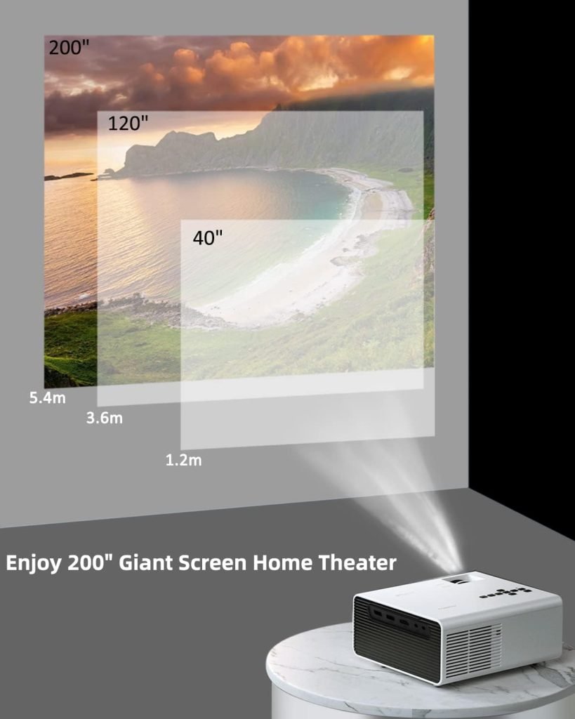 Projector,Native 1080P HD Projector,200 Display  25% Zoom, Video Projector Compatible with TV Stick/PC/USB/Smartphone,Mini Portable Projector for Home Cinema Outdoor Movie