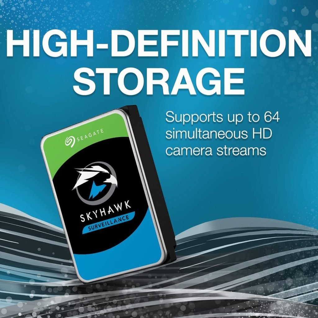 Seagate Skyhawk 4 TB, Video Internal Hard HDD – 3.5, SATA 6Gb/s, 256MB Cache, for DVR NVR Security Camera System, with in-house Rescue Services (ST4000VX016)