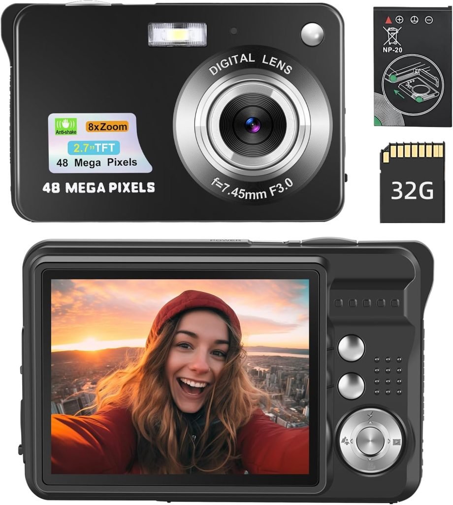 All-in-One Compact Digital Bridge Camera - 4K, 48MP, 8X Zoom, 2.7 Screen, with 32GB SD Card - Ideal for Photography  Vlogging Enthusiasts