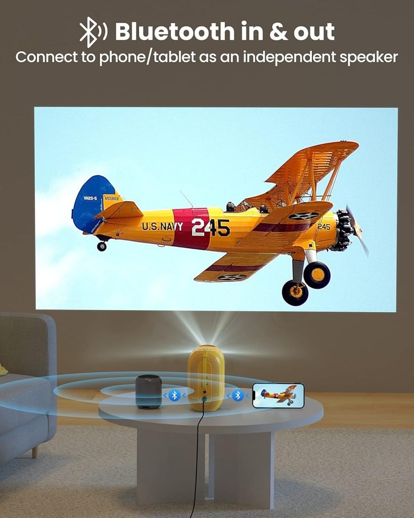 ETOE Mini Projector, Android 9.0 Projector, Video Projector with Prime Video, YouTube, ESPN, 5G WiFi  Bluetooth, 4P  4D Keystone Correction, Compatible with Windows/USB/HDMI/iOS/Android