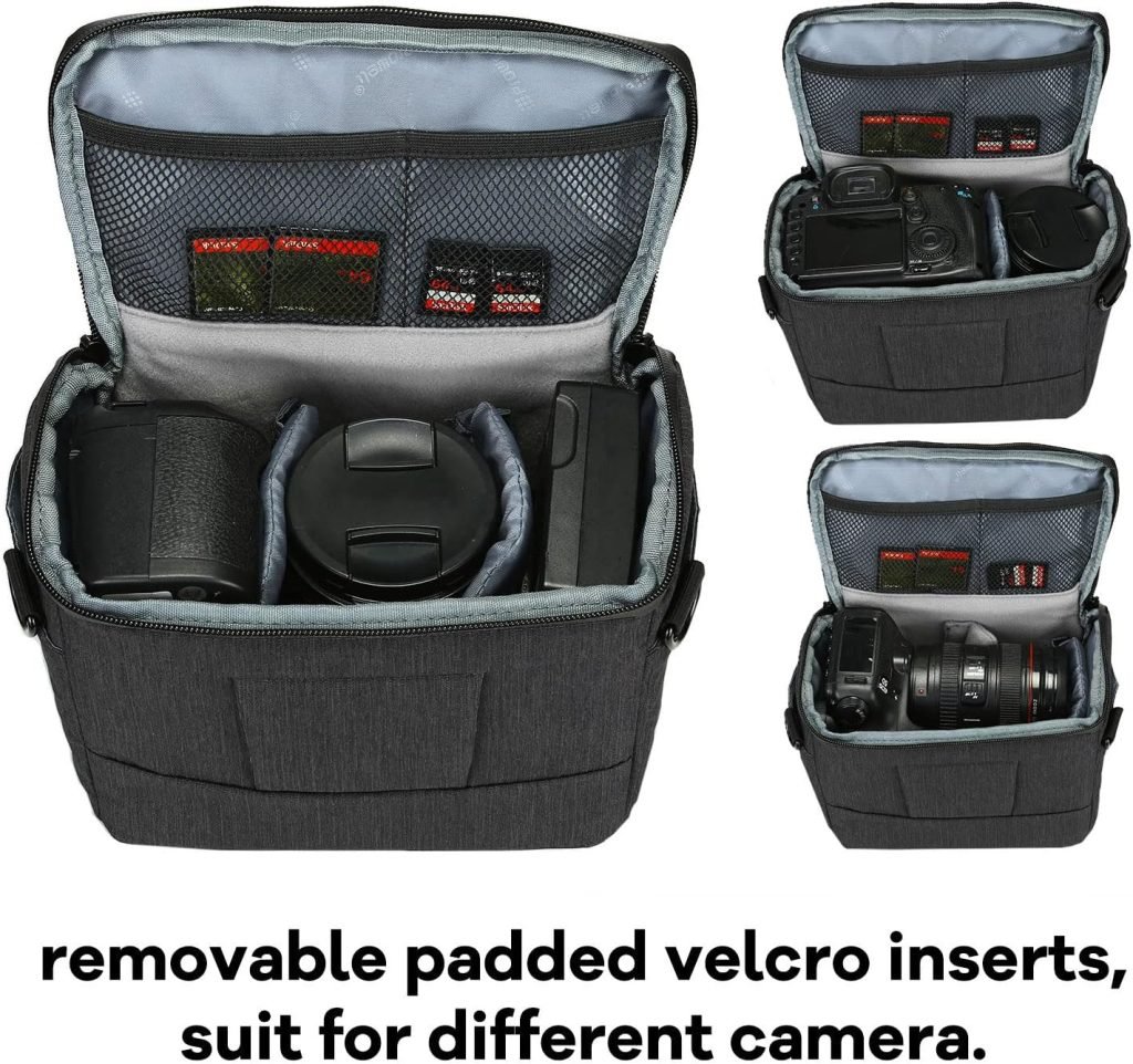 UBORSE DSLR Camera Shoulder Bag Waterproof Portable Anti-Shock Digital Camera Case Compatible Protector for Camera Lens and Accessories