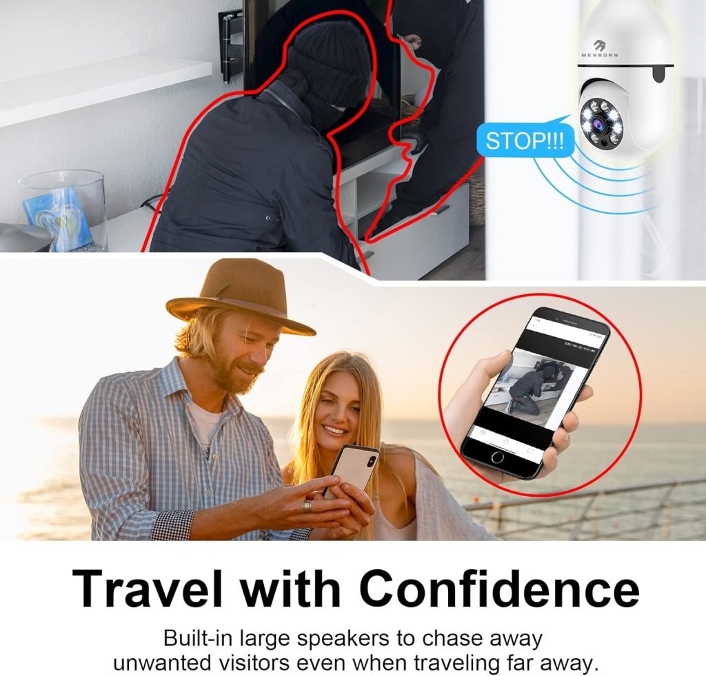 4MP Light Bulb Security Camera, 2.4GHz WiFi 2K Wireless Cameras, 355 Degree View Bulb Camera for Home Security with Motion Detection Alarm Night Vision Two-Way-Talk Works with AlexaGoogle Home