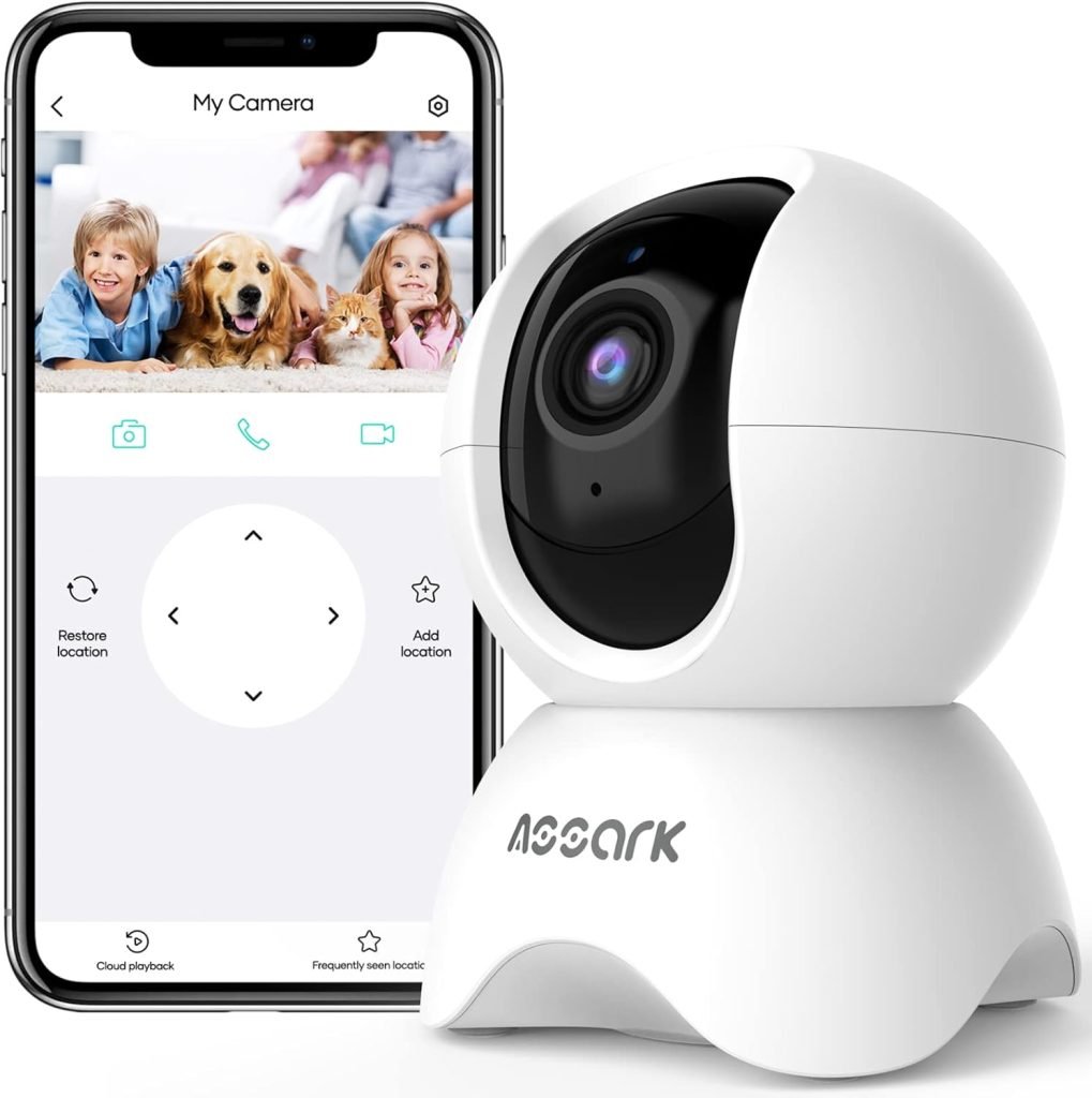 Assark 5MP HD Indoor Camera 2.5K Security Camera, Pet Camera WiFi Camera for Home Security, 360° Pan Tilt with AI Human Detection, Baby Monitor with Sound Detection, 2-Way Talk, Night Vision (White)