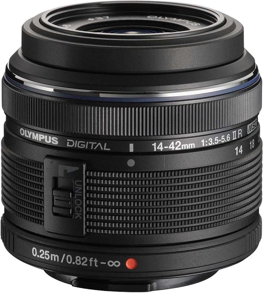 Olympus M.Zuiko Digital 14-42mm F3.5-5.6 II R Lens, for Micro Four Thirds Cameras (Black)