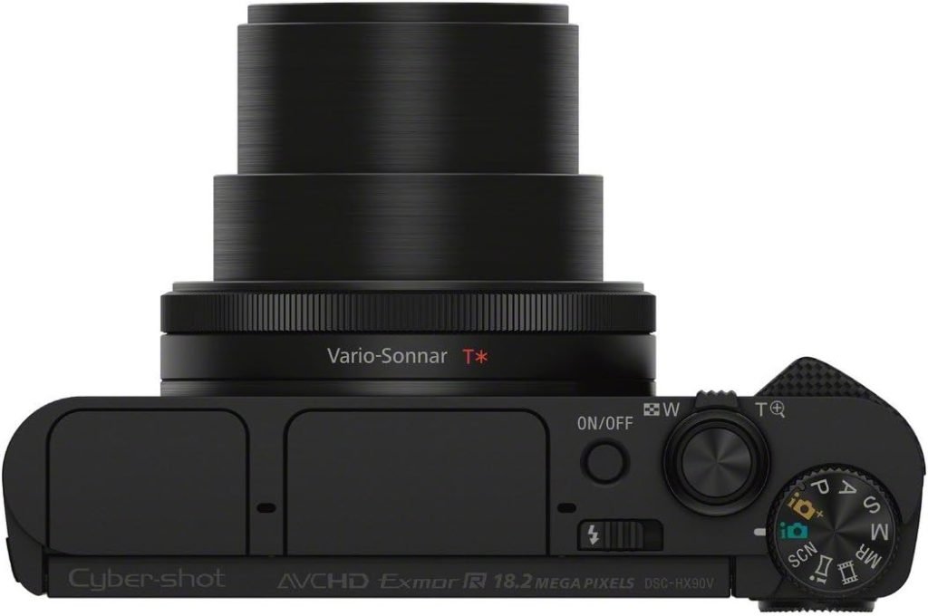 Sony DSCHX90 Digital Compact High Zoom Travel Camera with 180 Degrees Tiltable LCD Screen and View Finder (18.2 MP, 30 x Optical Zoom, Wi-Fi, NFC) - Black