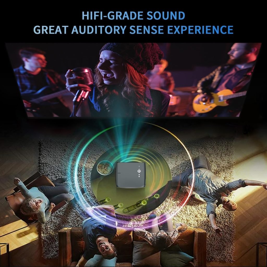 4K Smart Projector Daylight 5G WiFi Bluetooth,1250 ANSI/13000 Lumen Native 1080P Ultra HD Outdoor Movie Projector,Android TV Projector with Apps Keystone Zoom for Home Cinema Video Games,300” Display