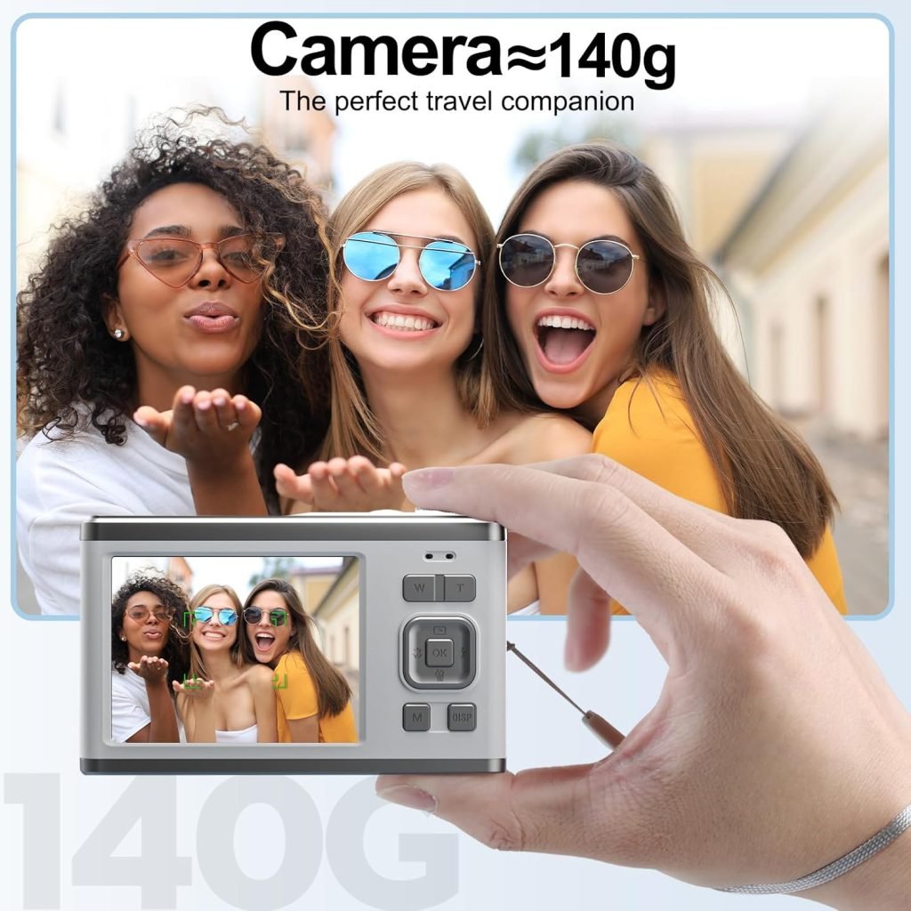 NBD 60MP Digital Camera for Photography, 4K Video Camera with Selfie Assist Screen, 16x Optical Zoom, Camera for Beginners with Selfie Assist Screen, 32GB SD Card Included (Dark) (Black)