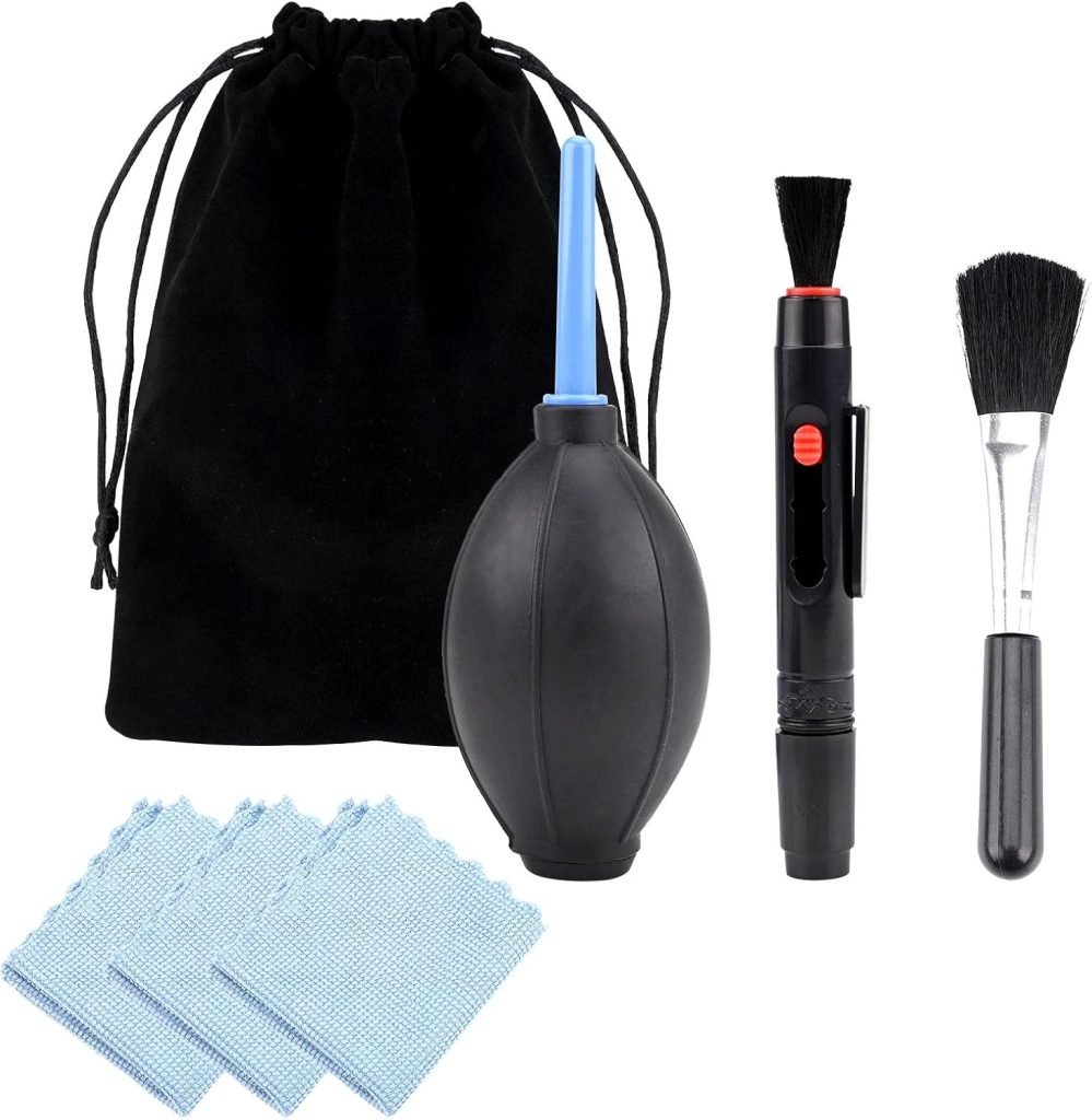 7 Pcs Professional DSLR Camera Cleaning Kit Camera Lens Sensor Care with Blowing Bottle Lens Cleaning PEN Microfiber Cloths Flannel bag for Camera Lens, Optical Lens and Digital SLR Cameras