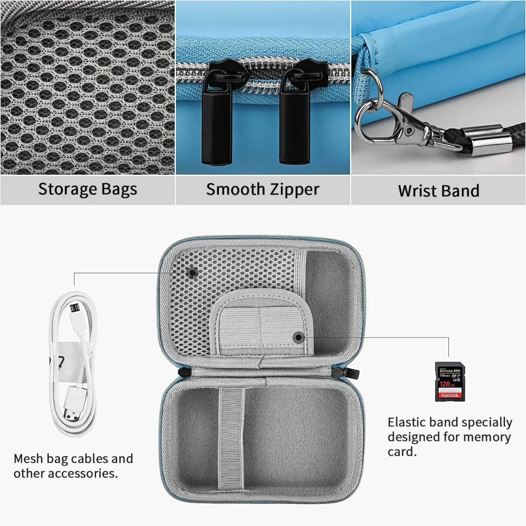 Hard Case for KODAK Printomatic/Mini 2/Smile/Polaroid Snap  Snap Touch Instant Print Digital Camera Protective Cover Carry Bag Storage Box (Light Blue)