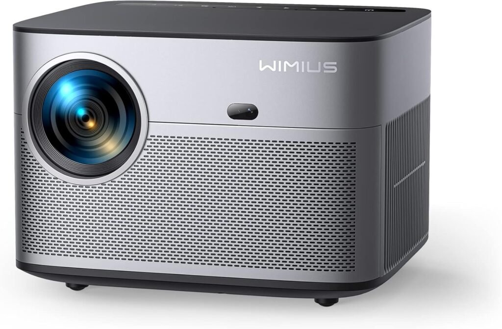 【Auto Focus  Keystone】Projector, WiMiUS 600 ANSI WiFi 6 Bluetooth Full HD 1080P Projector Support 4K with Touch Screen, 50% Zoom 300 Display Home Cinema Projector for Smartphone/TV Stick/PPT/PS5