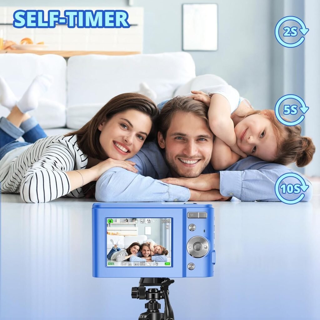 Digital Camera, 1080P Full HD Compact Camera 36MP Vlogging Camera with 16X Digital Zoom, 2.4 LCD Mini Camera for Student, Kids, Beginners（Blue）