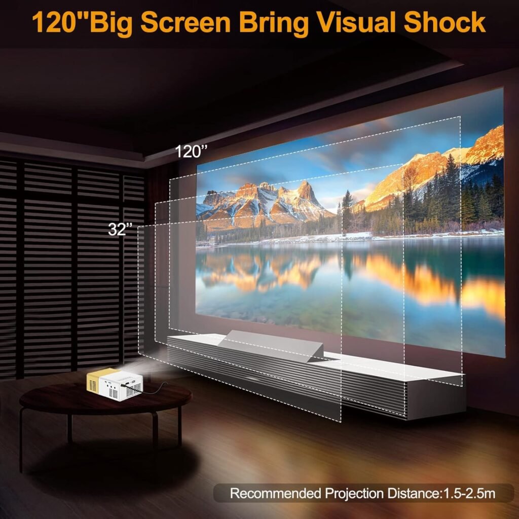 Mini 5G WiFi Portable Projector, Video Projector Full HD1080P Support, 120 Display Phone Projector Compatible with TV Stick/Laptop/IOS  Android Smartphone, for Home Cinema  Outdooor Movie Night