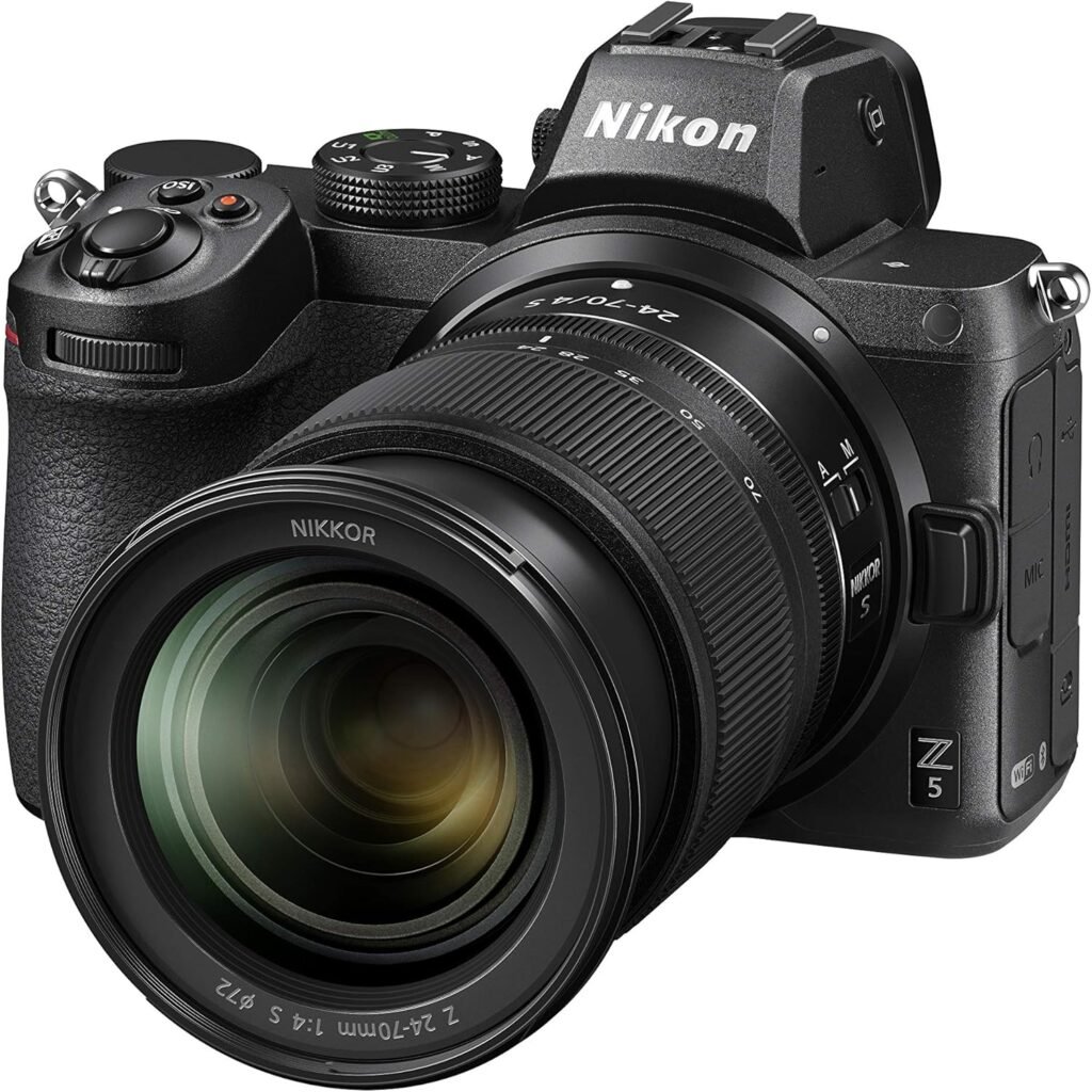 Nikon Z5 + Z 24-70 mm Mirrorless Camera Kit (273-Point Hybrid AF, 5- Axis In-Body Optical Image Stabilisation, 4K Movies, Dual Card Slots), VOA040K006 Nikon Z5 + Z 24-70 mm Mirrorless Camera Kit (273-Point Hybrid AF, 5- Axis In-Body Optical Image Stabilisation, 4K Movies, Dual Card Slots), VOA040K006