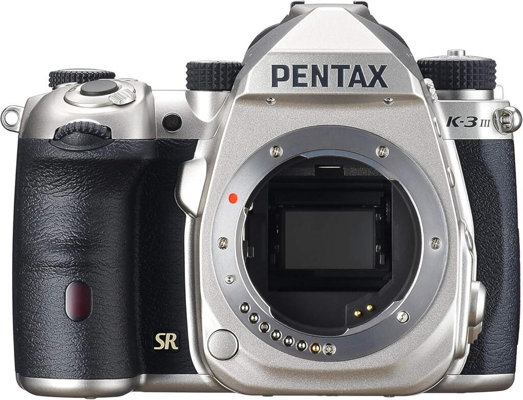 Pentax K-3 Mark III Body Silver APS-C DSLR Camera - Field of view 100%~1.05x optical viewfinder, 5-axis 5.5 step in-body SR mechanism, ISO 1.6 million, weather resistant, up to 12fps, Touch screen