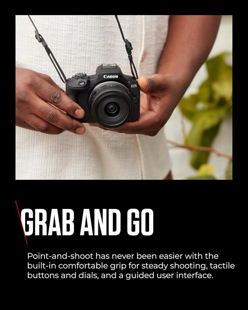 Canon EOS R100 - Compact Mirrorless Digital Camera - 24.1 MP, 4K Resolution - Dual Pixel CMOS AF, DIGIC 8 Processor - 6.5 FPS Continuous Shooting - Face  Eye Detection, Bluetooth, Wi-Fi, GPS