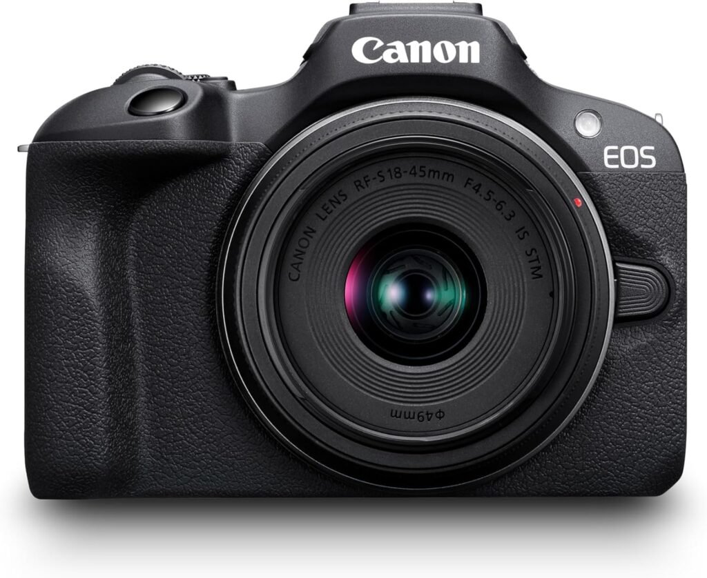 Canon EOS R100 - Compact Mirrorless Digital Camera - 24.1 MP, 4K Resolution - Dual Pixel CMOS AF, DIGIC 8 Processor - 6.5 FPS Continuous Shooting - Face  Eye Detection, Bluetooth, Wi-Fi, GPS