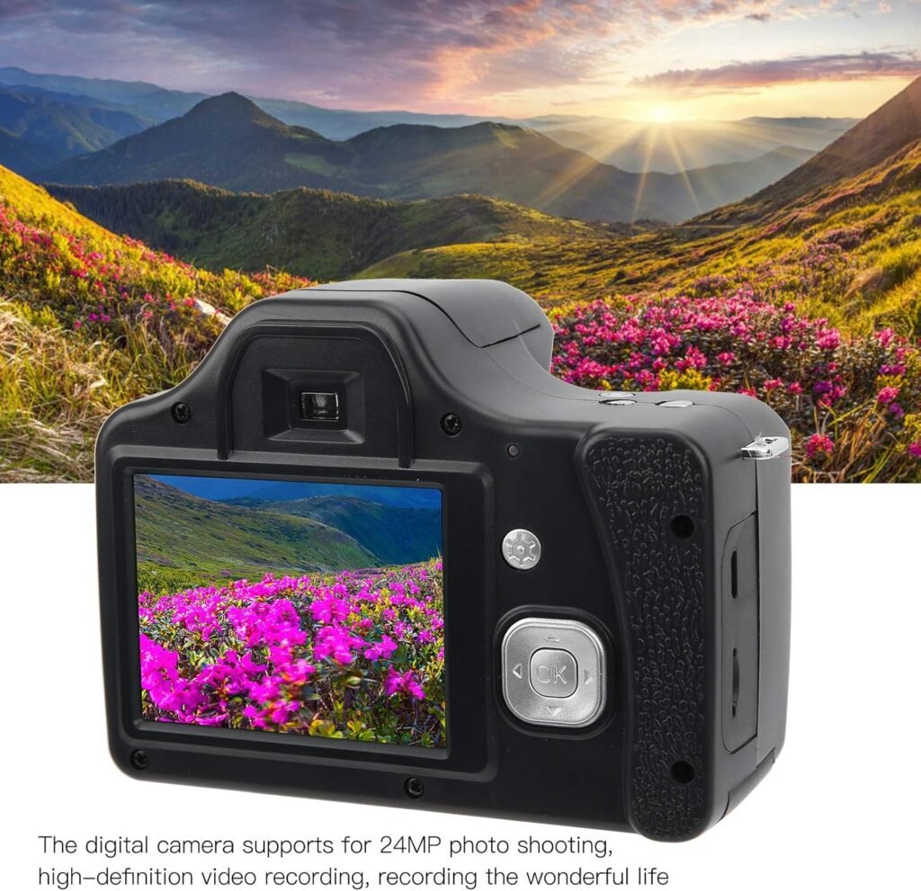 Digital SLR Camera,3.0 in LCD Screen Portable Digital Camera,Built-in Microphone,18X Zoom High Definition Telephoto,24 MP CMOS Sensor,Full HD Videos,Long(Standard version + wide-angle lens)