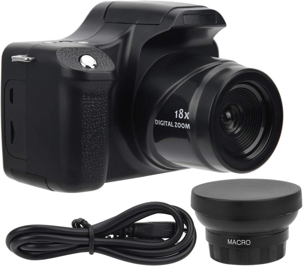 Digital SLR Camera,3.0 in LCD Screen Portable Digital Camera,Built-in Microphone,18X Zoom High Definition Telephoto,24 MP CMOS Sensor,Full HD Videos,Long(Standard version + wide-angle lens)