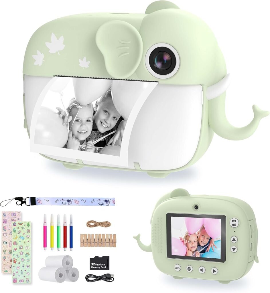 TIATUA Kids Camera Instant Print,Digital Camera for Kids with 20MP Dual Lens  32G Card, Video Camera, Photo Paper  Fun Accessories Included,Gift for Girls Boy Age 3+