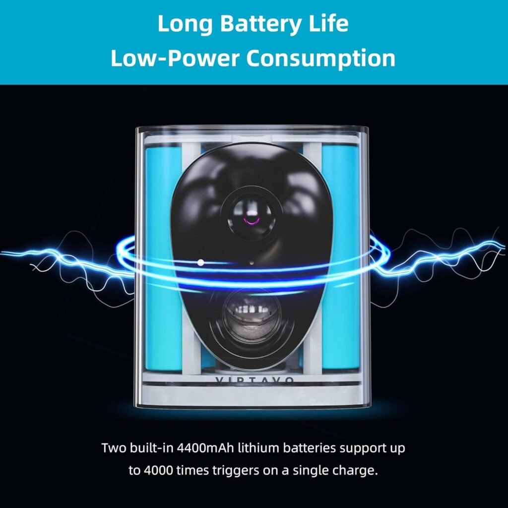 virtavo 2K Security Camera Outdoor Wireless, Rechargeable Battery, CCTV Camera Systems For Home Security, Starlight Lens Colorful Night Vision, Remote Access, Motion Detection, Siren, 2 Pack
