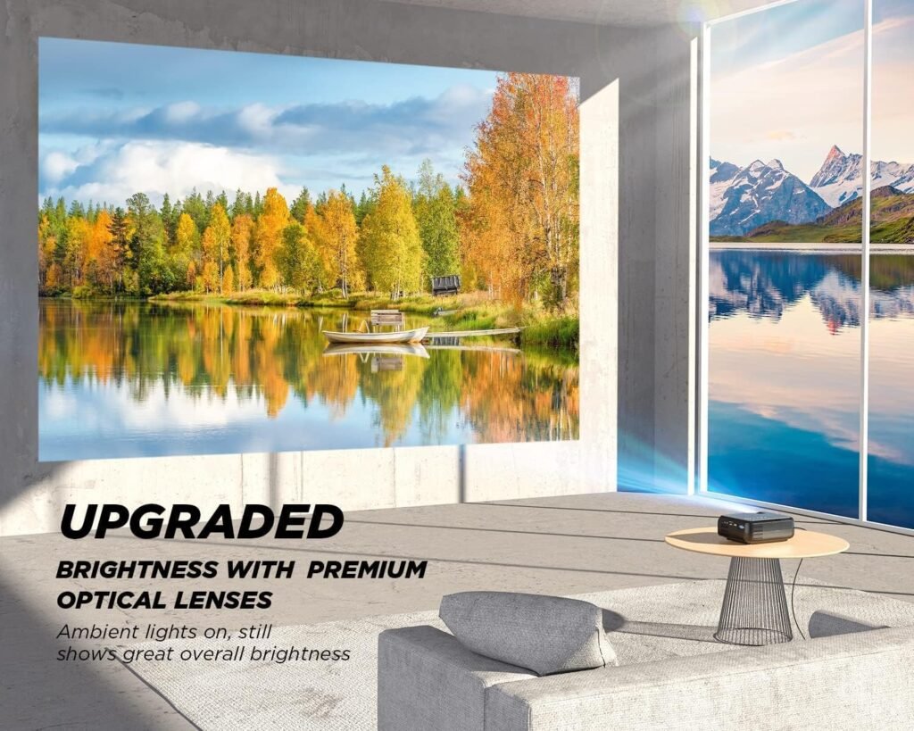 WiFi Projector Mini, 10 inch Full HD 1080P Movie Projector, 6500 Lumen Outdoor Wireless Video Projector, Native 720P, Small Portable Projector for iOS, Android, Laptop, PS5, TV Stick Black