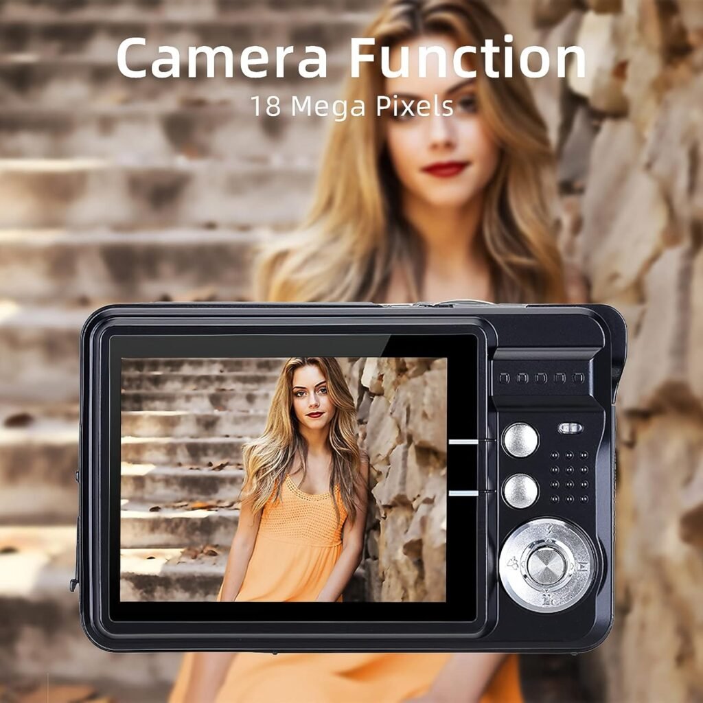 Digital Camera, Andoer Portable 720P Digital Camera Video Camcorder 18MP Photo 8X Zoom Anti-shake 2.7 Inch Large TFT Screen Built-in Lithium Battery with Carry Bag USB Charging Cable for Kids Teens