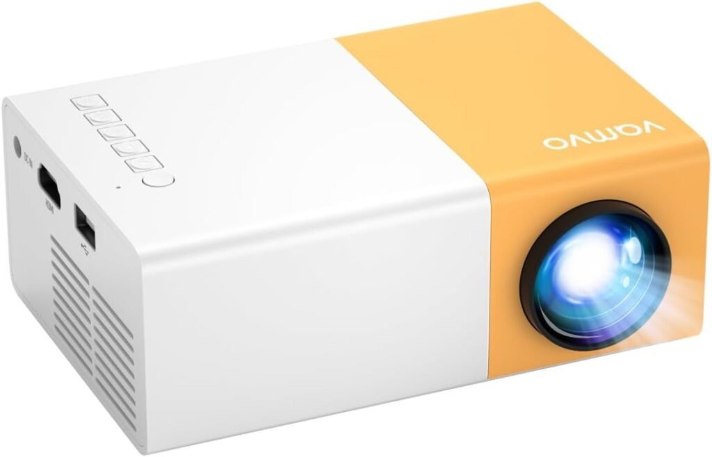 Mini Projector, Vamvo YG300 Pro Portable Projector Full HD 1080p Supported, Childrens Gift, Movie Projector Compatible with iOS/Android Smartphone/Tablet/Laptop/TV Stick