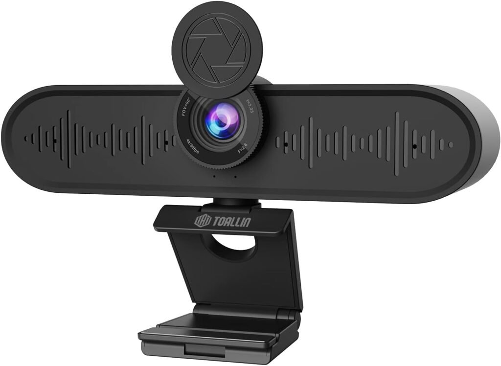 Ultra HD 4K Webcam with Microphones and Speakers, All-in-One Video Conferencing Camera for Small Meeting Rooms, Wide Angle View USB Webcam for Streaming, Teaching and Video Conferencing