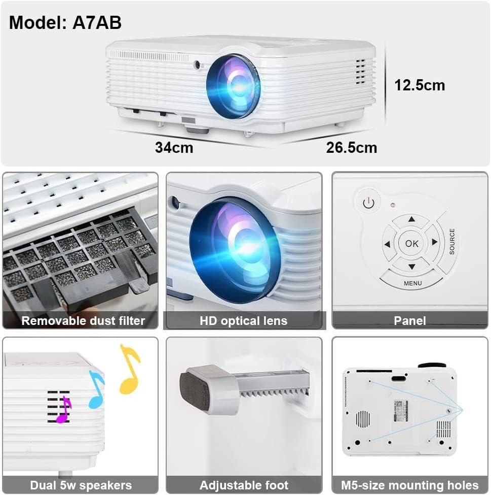 8000Lumen Full HD LED Movie Projector with WiFi Bluetooth Smart Android OS 1080P Home Theater Projector 200Inch Wireless Screen Mirroring for Video Gaming HDMI USB VGA TV Stick Laptop Phone PC DVD PS5