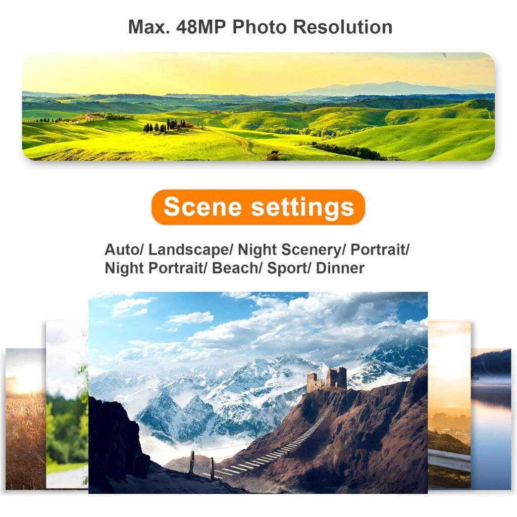 Andoer 4K Compact Digital Camera Video Camcorder 2.4 Inch IPS Screen 16X Digital Zoom Anti-shake Smile Capture Built-in Flash Battery with 32GB Memory Card for Kids Teens Friends