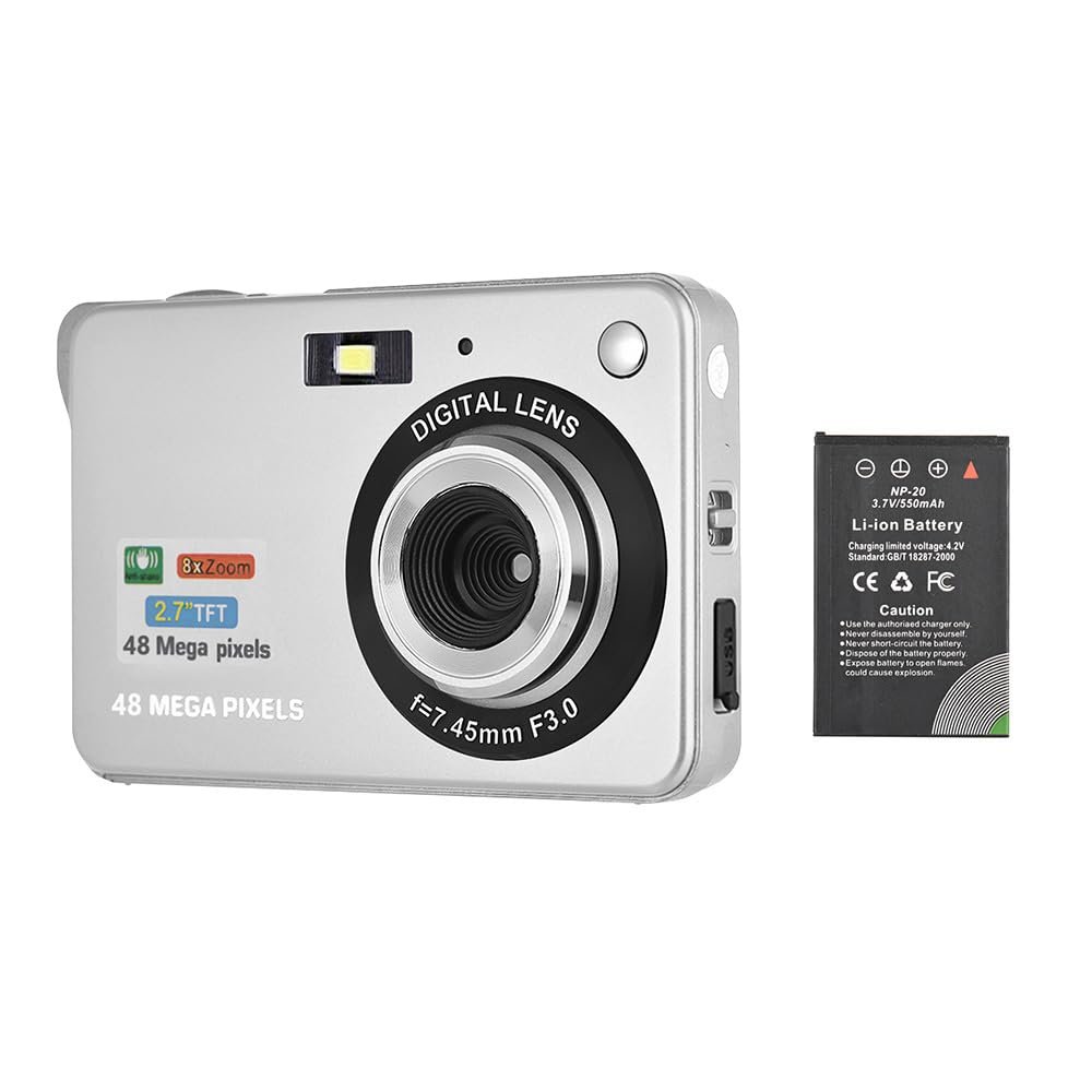 Andoer Digital Camera with 1pcs Rechargeable Batteries 1080P HD 8X Digital Zoom Anti-shake 2.7inch LCD Screen for Kids Children Holiday