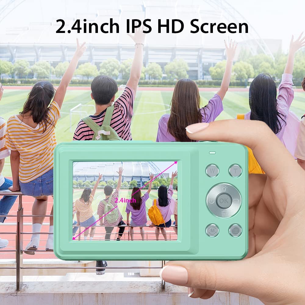 Andoer Digital Camera with 2pcs Rechargeable Batteries 32GB Memory Card 1080P 44M HD 16X Digital Zoom Anti-shake Auto Focus 2.5 IPS Screen Smile LCD Screen for Kids Children Holiday